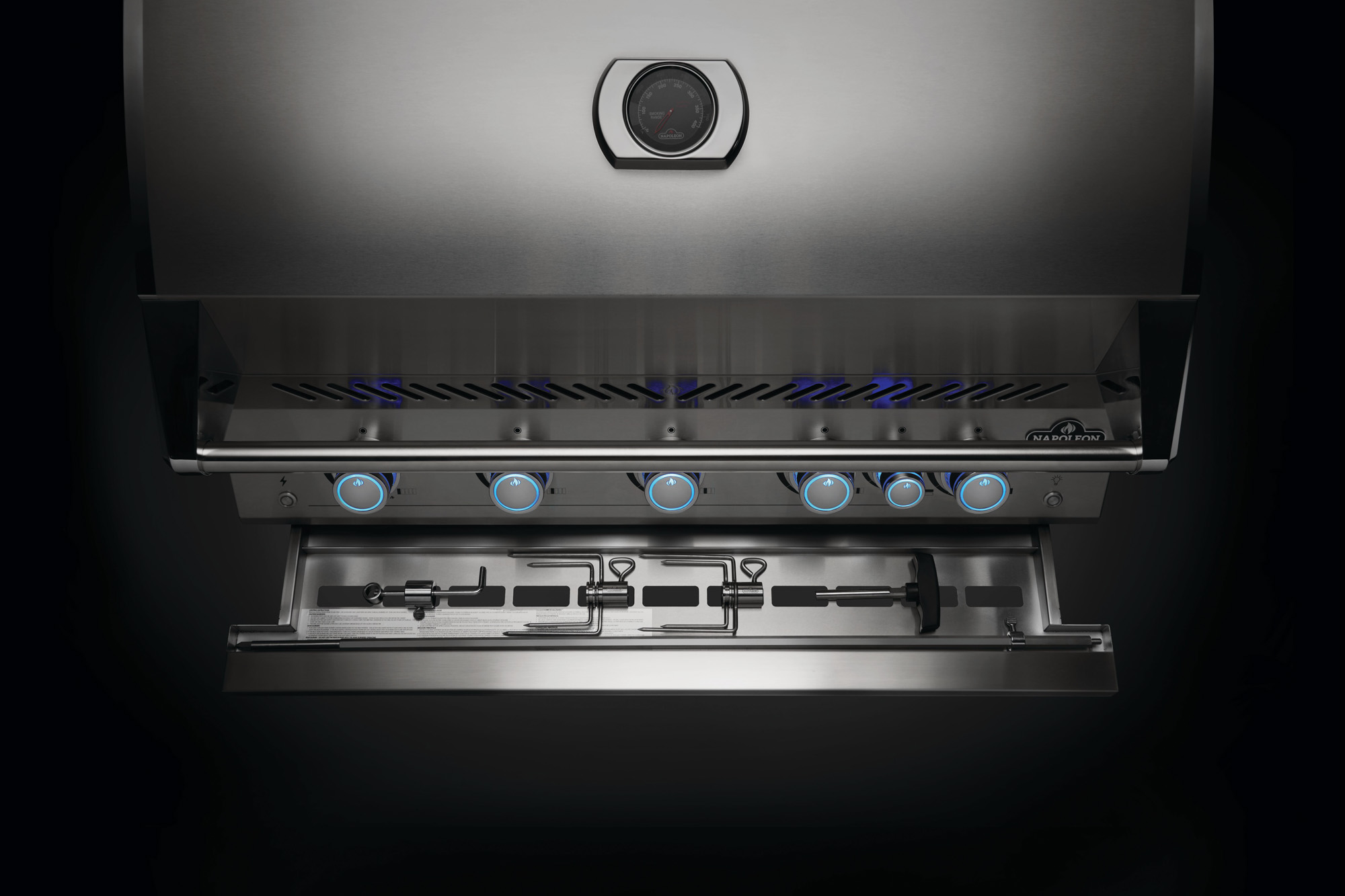 Napoleon Built-in Gas Grill Prestige Series Features - Rotisserie Storage Knobs
