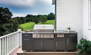 Silver Vein Cabinets, Stainless Steel Top