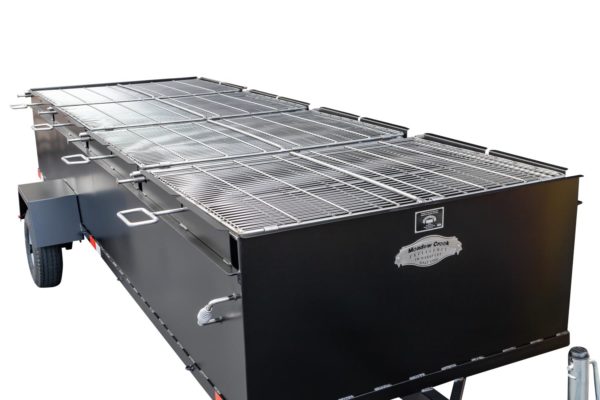 Double-Sided Pivoting Stainless Steel Grates on BBQ144 Chicken Cooker