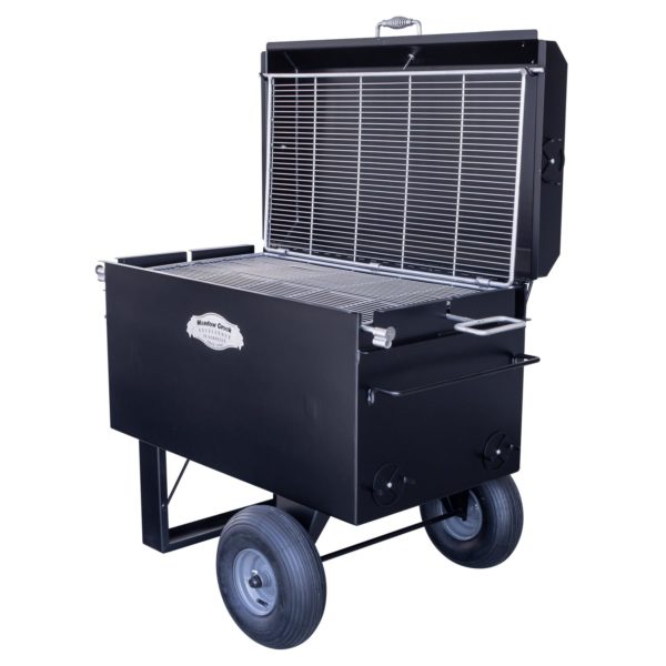 Meadow Creek BBQ42 Chicken Cooker With Grate Hooked Onto Lid