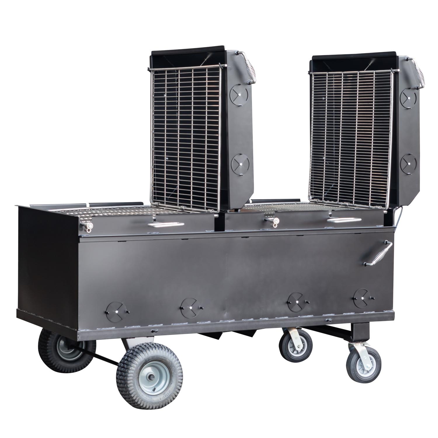 Meadow Creek BBQ64P Chicken Cooker With Optional Lids and Grates Hooked Onto Lid