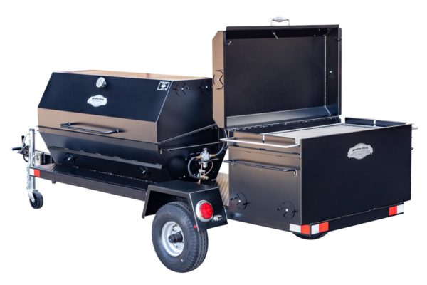 Meadow Creek CD108G Caterer's Delight Trailer With Optional Flat Grate on BBQ42 and Propane Tank