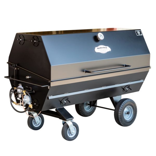 Meadow Creek PR60G Pig Roaster With Optional 8-Inch Casters on Stand, Solid Tires, and Probe Port