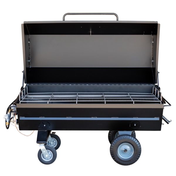Meadow Creek PR60G Pig Roaster With Optional 8-Inch Casters on Stand, Solid Tires, and Probe Port
