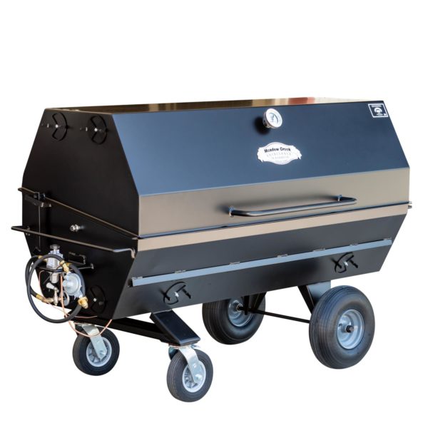 Meadow Creek PR60G Pig Roaster With Optional 8-Inch Casters on Stand and Probe Port