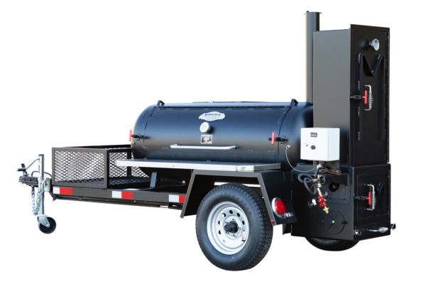 Meadow Creek TS120 Tank Smoker Trailer With Optional Gas Assist and Stainless Steel Shelves