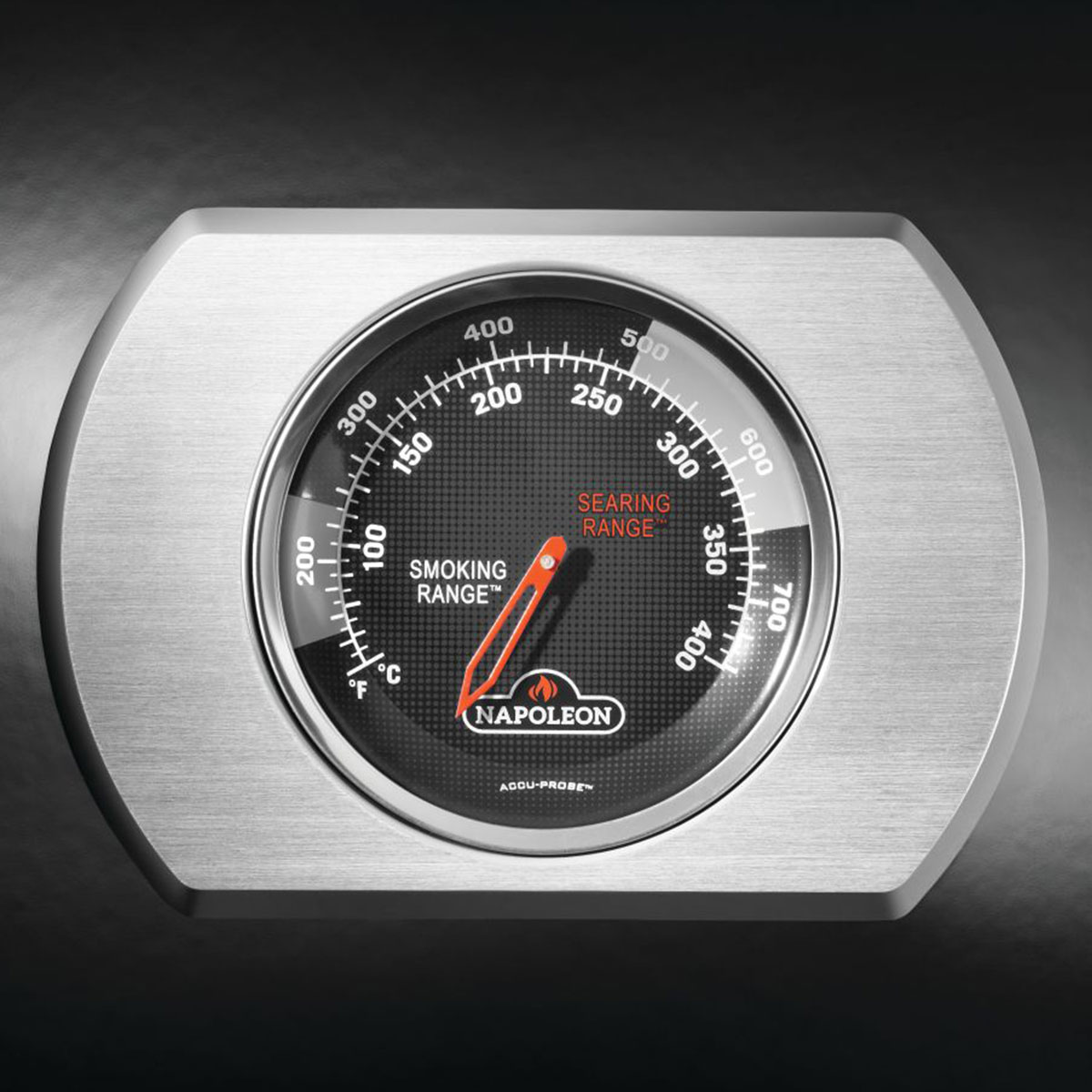 Temperature Gauge on Napoleon Rogue® PRO 425 SIB Gas Grill with Infrared Side Burners - Black