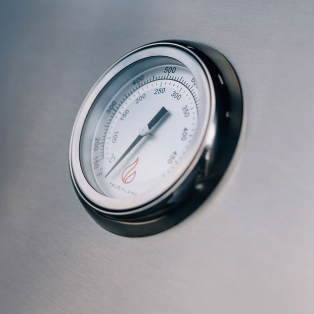 True Flame E Series Stainless Steel Gas Grill Feature - Temperature Gauge
