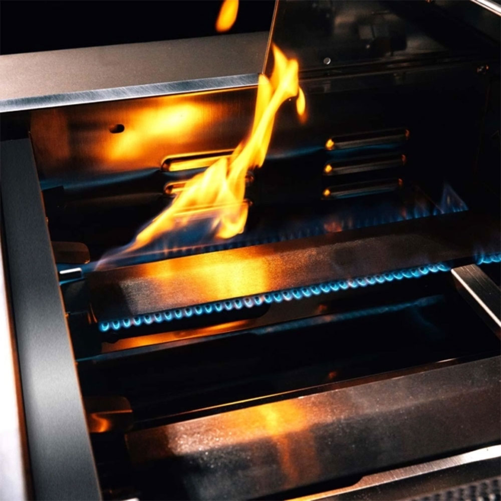 True Flame Stainless Steel Gas Grill Features - 14,000 BTU Cast Stainless Burners