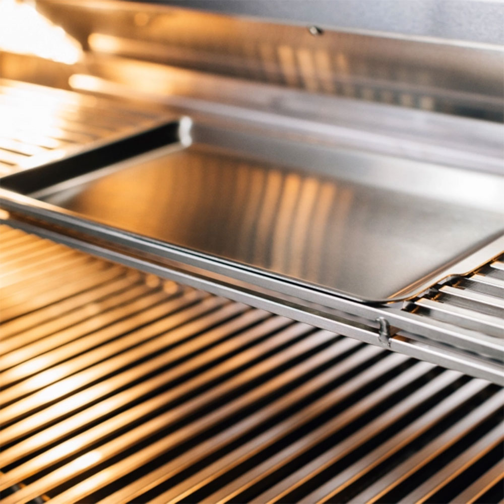 True Flame Stainless Steel Gas Grill Features - Warming Rack With Cooking Tray