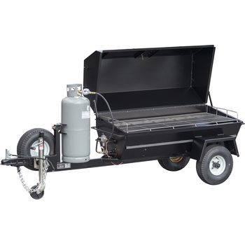 PR60GT Gas Pig Roaster Trailer With Optional Doors in Lid, Spare Tire Mounted, and Gas Tank